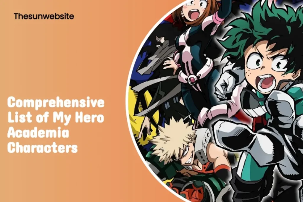 Key characters from My Hero Academia featuring Izuku Midoriya and Katsuki Bakugo