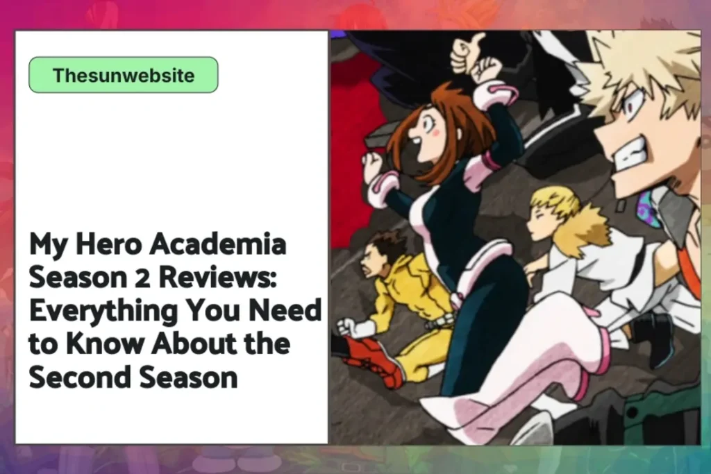Iconic scenes from My Hero Academia Season 2, including the UA Sports Festival and Hero Killer Stain.